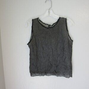 Babette Black Double Layer Crinkled Sheer Pullover Blouse